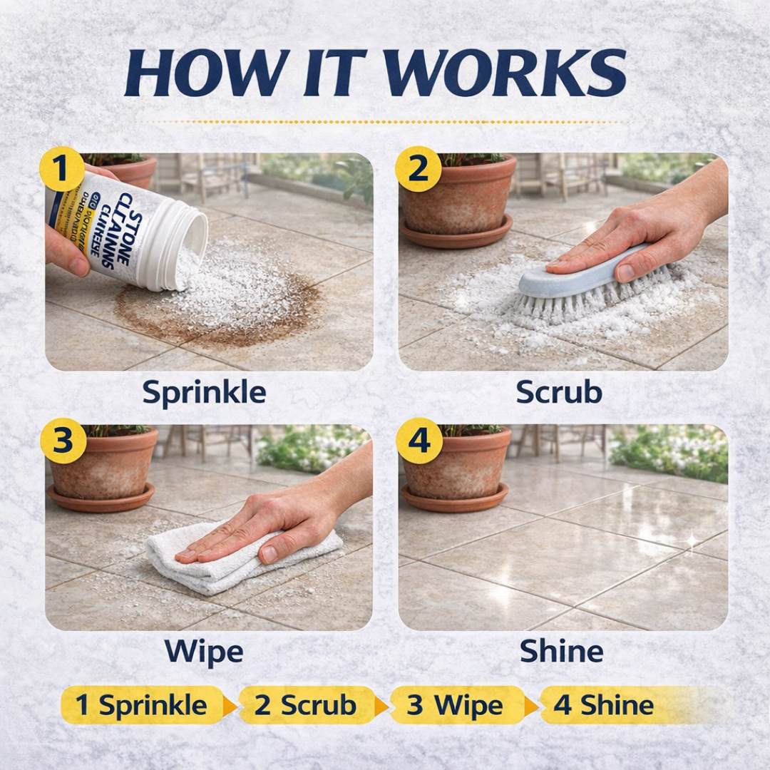 Stone Cleaning Powder – Deep Clean Stains, Oil & Dirt | Waterless Formula | Buy 1 Get 1 Free